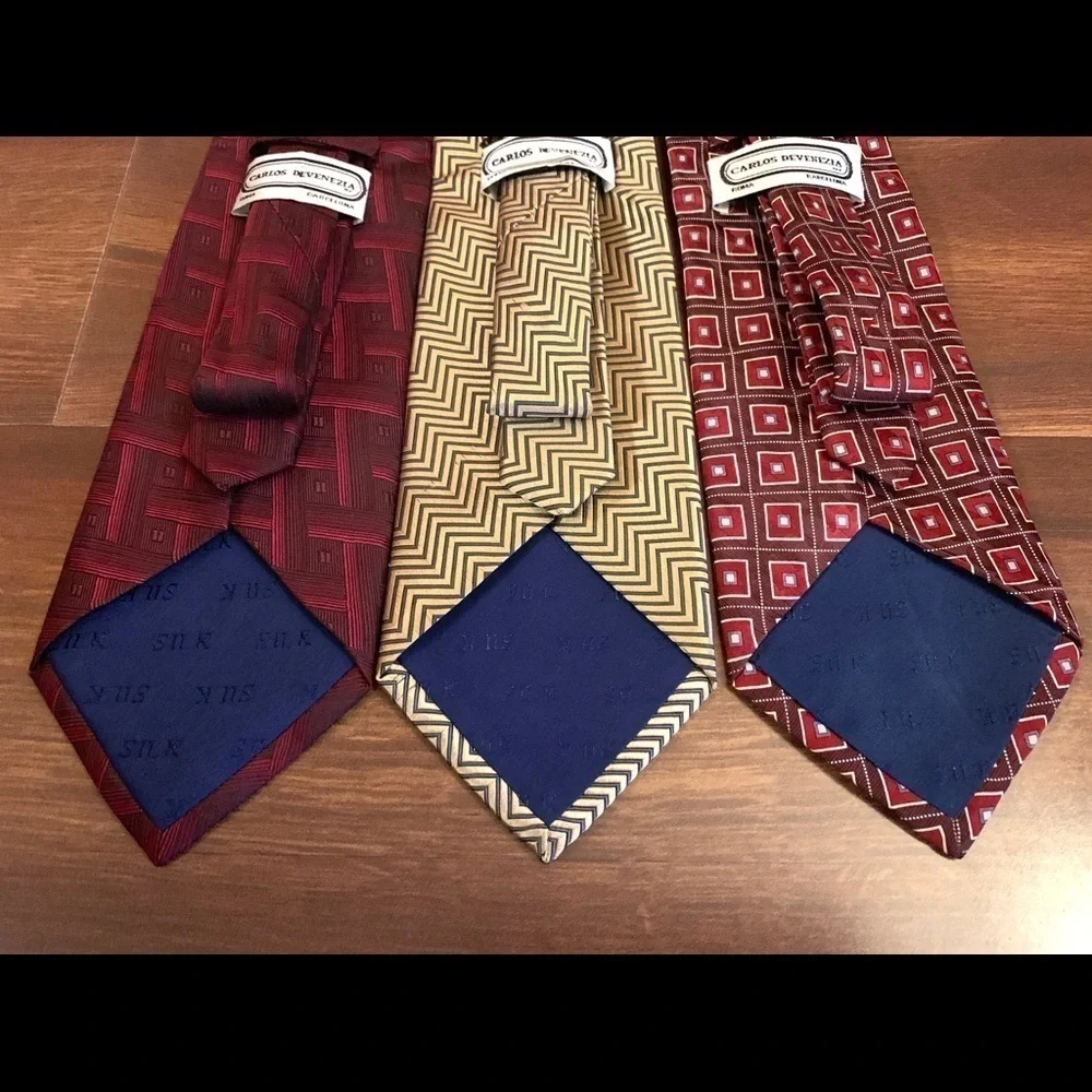 BUNDLE of 3 CARLOS DEVENEZIA Silk Handmade Neckties